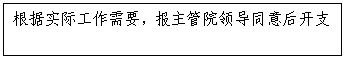 文本框:根据实际工作需要，报主管院领导同意后开支